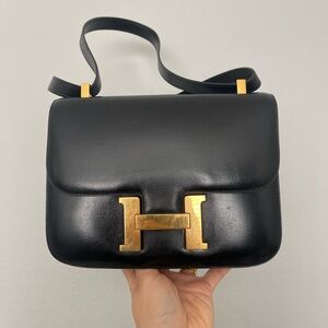 ❌SOLD❌Vintage Hermes Constance 23 Black Box Leather with Gold Hardware